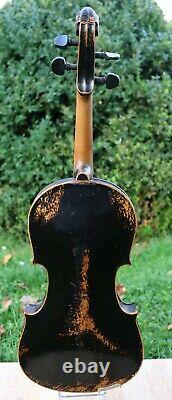 100+ years OLD LION HEAD BLACK ANTIQUE BOHEMIAN VIOLIN, Listen to VIDEO