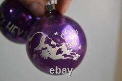12 Vintage Christmas Ornaments Hey Diddle Cat & Fiddle Purple USA Nursery Rhyme