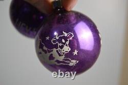 12 Vintage Christmas Ornaments Hey Diddle Cat & Fiddle Purple USA Nursery Rhyme