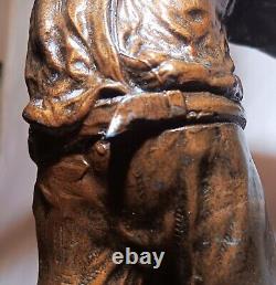 1800s 13 VIOLIN PLAYER statue vtg spelter copper bronze figurine antique oak