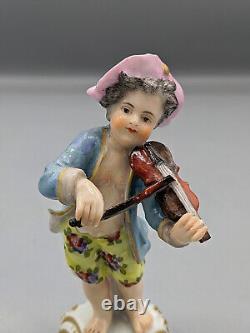 1868s Antique German Meissen Porcelain Figurine Little Violin Player 11 cm Rare
