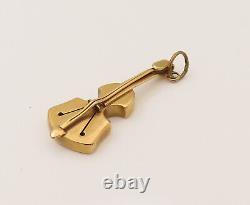 18K GOLD Vintage Violin Music Instrument Drop Pendant GP603