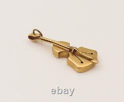 18K GOLD Vintage Violin Music Instrument Drop Pendant GP603