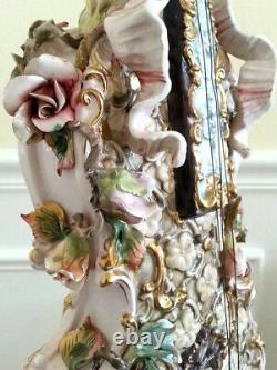 28 Antique Vintage Capodimonte Made In Italy Stunning Violin Huge Masterpiece