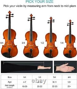 3/4 Violin for Beginners Handcrafted with Basswood Body & Ebony Fretboard