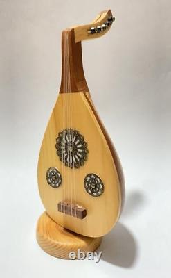 6 Miniature Musical Instruments Made Of Carved Wood Violin Guitar Oud Zither