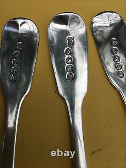 7x Georgian Irish Solid Silver Tea Spoons Dublin 1812 Fiddle