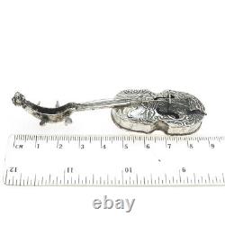 800 Silver Antique Victorian Germany Repousse Storyteller Violin Miniature