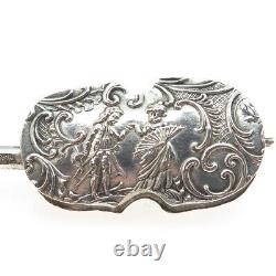 800 Silver Antique Victorian Germany Repousse Storyteller Violin Miniature