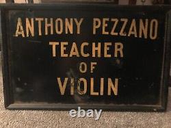 AAFA Antique Teacher of Violin Advertising Metal Trade Sign Wood Frame DS