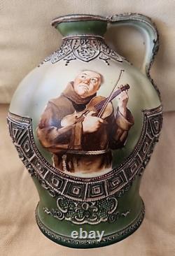 ANTIQUE NIPPON HAND PAINTED MORIAGE JUG with MONK playing violin