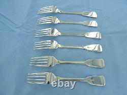 An Antique Sterling Silver Set Of Six Fiddle Back Dinner Forks, Dublin 1833