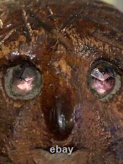 Antique 1800s Violin With Old MINECUT RUBY Pair Of Gemstone Eyes Oddity