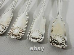 Antique 1898 Set of 12 Sterling Silver Large Entree Forks Fiddle Thread & Shell