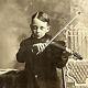 Antique Cabinet Card Photograph Spooky Little Boy Playing Violin New York Ny