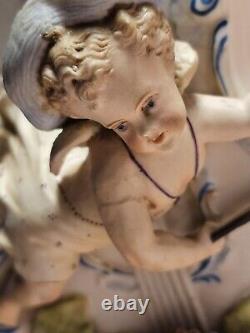 Antique Capodimonte Porcelain Cherub Angel Violin Figurine Planter