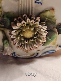 Antique Capodimonte Porcelain Cherub Angel Violin Figurine Planter