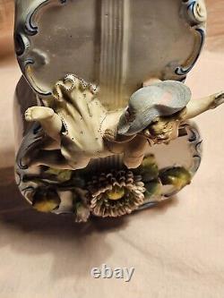 Antique Capodimonte Porcelain Cherub Angel Violin Figurine Planter