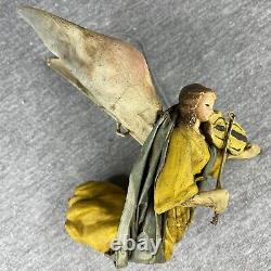Antique Cartapesta Angels with Violin Made in Italy Paper Mache Holiday Ornament