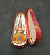 Antique Dresden Victorian Christmas Ornament Miniature Violin And Bow In Case