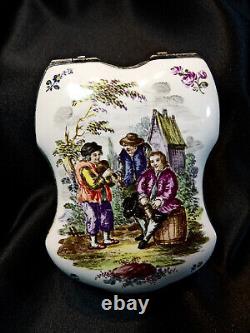 Antique Frankenthal Porcelain Snuff Box c. 1765 Silver Gilt Mounted Violin Shape