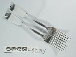 Antique Georgian 1836 Pair Sterling Silver Fiddle Back Entree Forks Mary Chawner