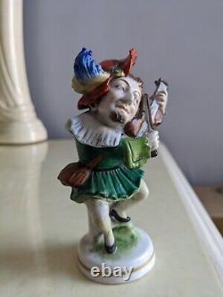 Antique Germany Dresden Scheibe Alsbach Porcelain Figurine of Dwarf w Violin 5