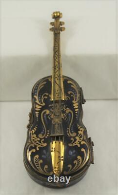 Antique Hand Painted Porcelain Violin Trinklet Box Made in France
