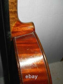 Antique Old Vintage American 1 Pc Curly Maple Back Full Size Violin NR