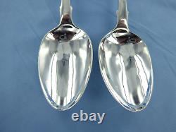 Antique Pair Of Sterling Silver Fiddle Back Dessert Spoons. London 1830