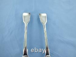 Antique Pair Of Sterling Silver Fiddle Back Dessert Spoons. London 1830