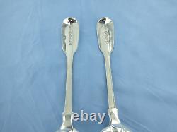 Antique Pair Of Sterling Silver Fiddle Back Dessert Spoons. London 1830