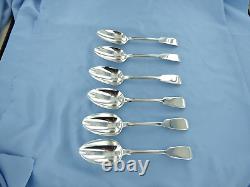 Antique Pair Of Sterling Silver Fiddle Thread & Shell Soup Spoons. London 1825