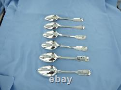 Antique Pair Of Sterling Silver Fiddle Thread & Shell Soup Spoons. London 1825