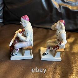 Antique Porcelain Musical Figurine Man Playing Cello Cellist & Violin Lot of 2