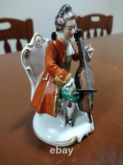 Antique Rare Sitzendorf Porcelain Germany Gentleman With Violin 19 Century