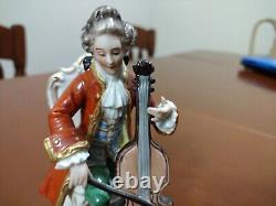Antique Rare Sitzendorf Porcelain Germany Gentleman With Violin 19 Century