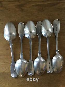 Antique Set Of 6 Solid Silver Dessert Spoons London 1882 By George Adams