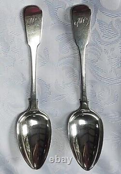 Antique Silver Georgian Fiddle Pat Serving Spoons, William Bateman, London 1818