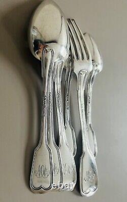 Antique Solid Silver Cutlery Old English Fiddle Pattern