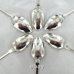 Antique Sterling Silver Set Of Six Fiddle And Shell Teaspoons London 1825