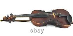 Antique Stradivarius Copy Violin With Case 3/4 Old VTG