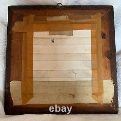 Antique Trent Tile Portrait Painting Monk Tuning Violin Arts And Crafts Frame
