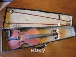 Antique Unbranded Violin & two Bows For Repair