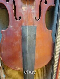 Antique Unbranded Violin & two Bows For Repair