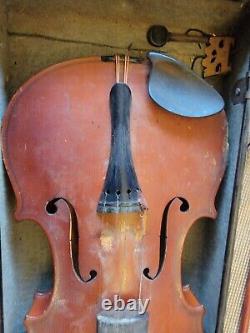 Antique Unbranded Violin & two Bows For Repair