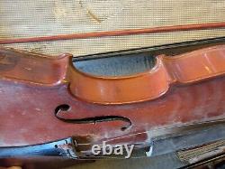 Antique Unbranded Violin & two Bows For Repair