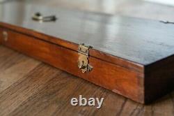 Antique VIOLIN/Viola 8-BOW CASE ROSEWOOD/Mahoghany Wooden Suede Lined Vtg