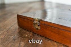 Antique VIOLIN/Viola 8-BOW CASE ROSEWOOD/Mahoghany Wooden Suede Lined Vtg