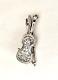 Antique Victorian Engraved Silver Violin With Bow Pin, Music